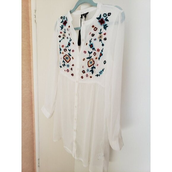 NWT BUFFALO BY DAVID BITTON EMBROIDERED WHITE BLOUSE SIZE M - Picture 4 of 7
